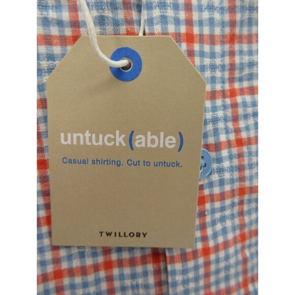 NEW Twillory Shirt Medium Untuckable Linen Blend Plaid Tailored Fit M - Picture 7 of 13